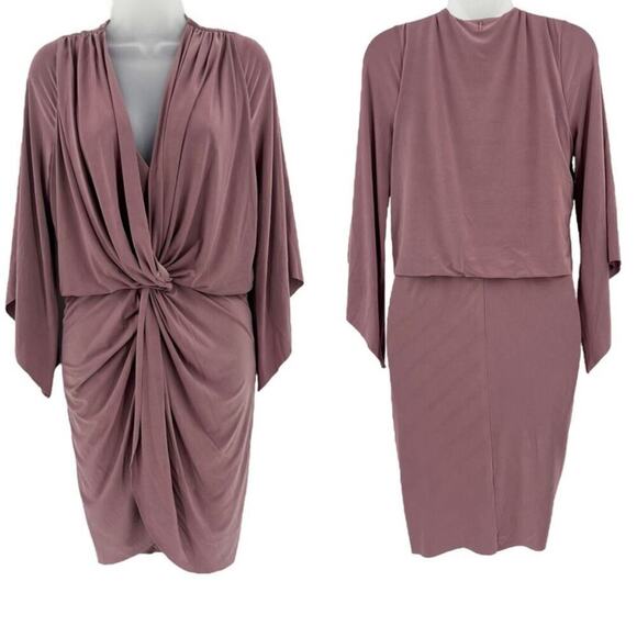 MISA LOS ANGELES Teget Knot Front Tulip Hem Mini Dress Mauve Size XS NEW - Picture 4 of 9